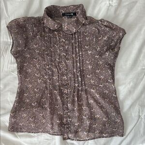Vintage Forever 21 Floral Button-Up Blouse - Brown